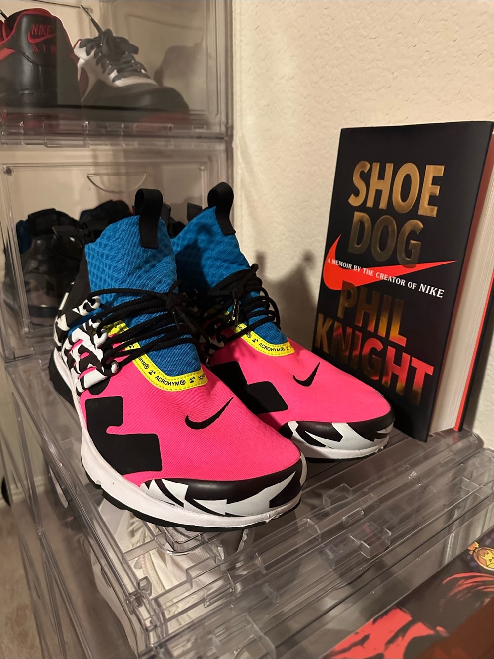 Nike x Acronym  Air Presto Sneakers in Pink & Blue ‘18 with Black Accents